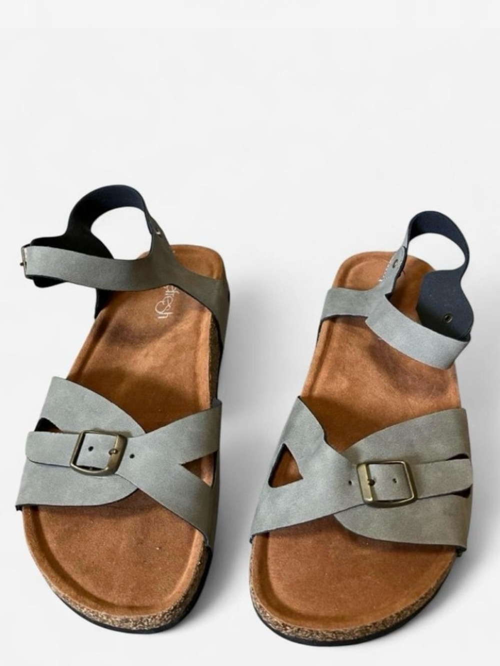 Refresh Gray Strappy Buckle Slingback Sandals Women’s Size 8.5